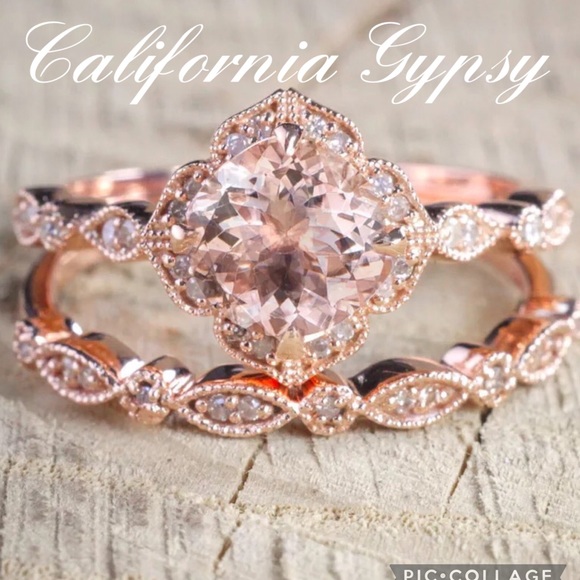 S925 2 Pcs Rose Gold Filagree Ring - Picture 4 of 4